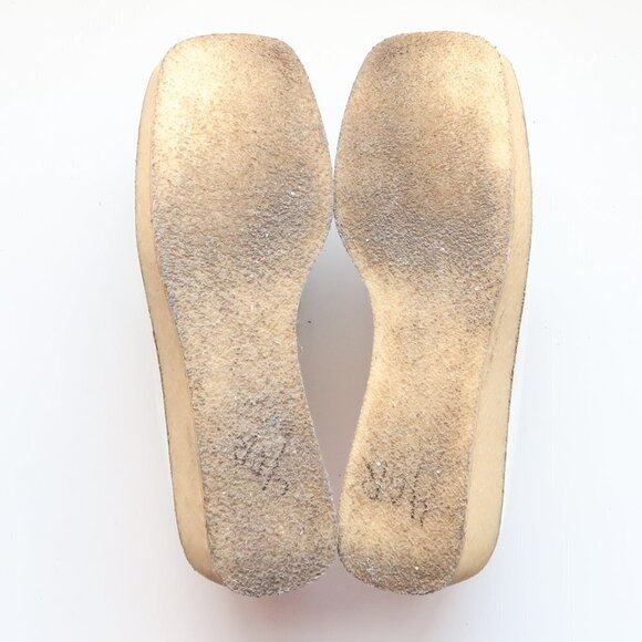 Tomas Maier White Leather Crepe Platform Wedge Heel Loafers Slip-on Shoes Size 6 - Picture 7 of 16